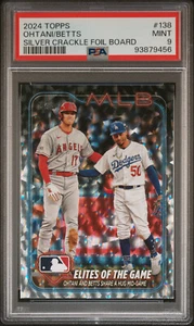 Elites of the Game Ohtani/Betts 2024 Topps #138 Silver Crackle Foil Board PSA 9 - Picture 1 of 2