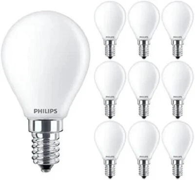 10 X PHILIPS GOLFBALL (G45) LED 4.3w 470lm SES E14 COOL WHITE 4000k LIGHT BULB - Image 1 of 3