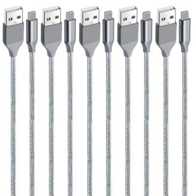 5 Pack Bulk 6Ft Heavy Duty iPhone Charger Apple USB Fast Charging Cable Cord Lot - Image 1 of 4