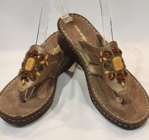 Natural Soul by Naturalizer "Stance" Riemen-Typ Perlen Gold Sandalen Größe 8,5 - Bild 1 von 9