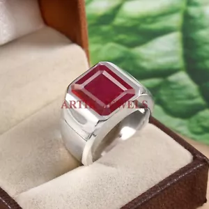 Heizbar Rubin Edelstein Mit 925 Sterlingsilber Ring für Herren #4948 - Bild 1 von 4