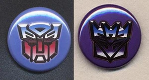 TRANSFORMERS pair of Badges - AUTOBOTS and DECEPTICONS - 25mm and 56mm size! - Bild 1 von 4