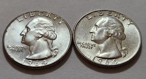 Unc Choice 1964 P D Washington Quarters 25c 90% Silver (W390) - Picture 1 of 2