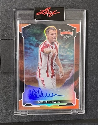 Michael Owen 2022 Leaf Vibrance #BA-M01 ORANGE Holo Auto #/7 SSP - Image 1 of 2