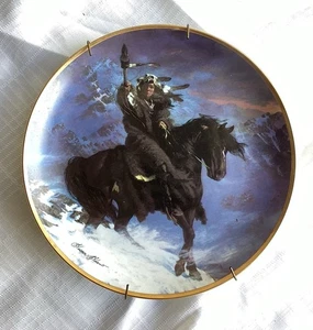 Spirit Of The West Wind Porzellan Teller von Herman Adams mit Wandhangar - Bild 1 von 6