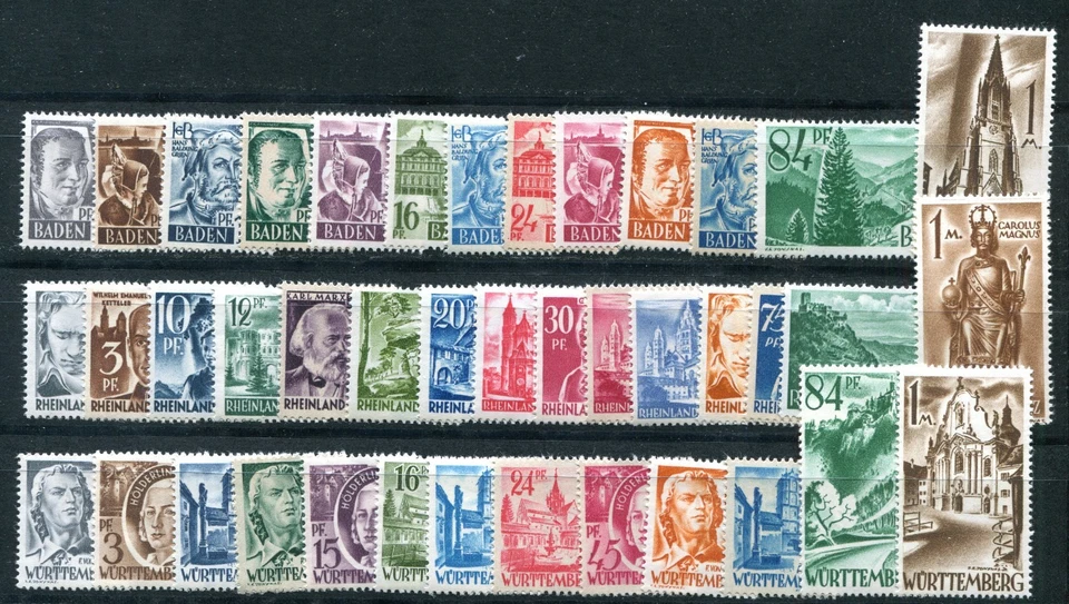 GERMANY FRENCH ZONE BADEN RHINE WURTTEMBERG 5N1-13 6N1-15 8N1-13 PERFECT MNH - Image 1 of 1