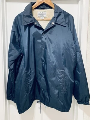 Chaqueta cortavientos forro de algodón vintage años 90 The Men’s Store Sears M azul marino Foto 1 de 4