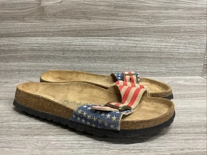 BETULA Birkenstock Luca USA Patriotic Flag Slide Sandals Sz 41 10 Women’s Soft - Picture 1 of 11