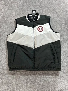 True Religion Chevy Vest Mens XXL Multicolor Colorblock Puffer HS Logo Chevron - Picture 1 of 13