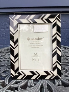 Natalini Fits 5" x 7" Photo Frame Black/White Accents - Overall 6-1/2" x 8-1/2" - Picture 1 of 5