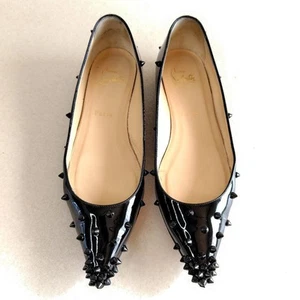 Christian Louboutin Authentic Pumps Flat Spikes Pointed Toe Ladies US7 37 No Box - Picture 1 of 11
