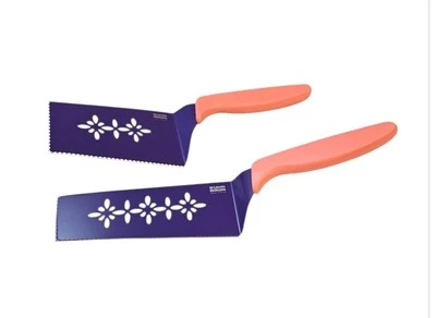 Kuhn Rikon Juego de 2 Cuchillos para Rebanar y Servir con Fundas PÚRPURA Y CORAL Nuevo Foto 1 de 3