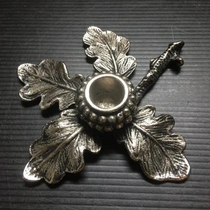 Vintage 1960er versilbert Gussmetall Eichenblatt Stil Kerzenhalter 5,25" L x 1" H - Bild 1 von 4