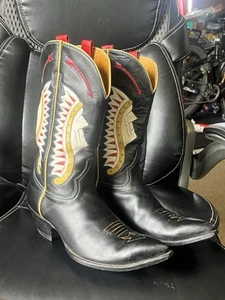 Vtg Rocketbuster Custom Western Chief Cowboy Boots Black Leather Size 9.5 9 1/2 - Picture 1 of 24