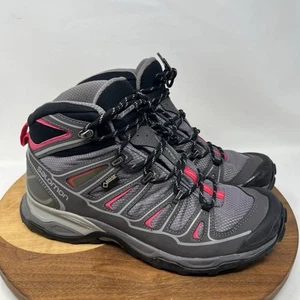 Salomon X Ultra 2 Mid GTX Gray Pink GoreTex Hiking Boots Shoes Women's Size 9 - Picture 1 of 18