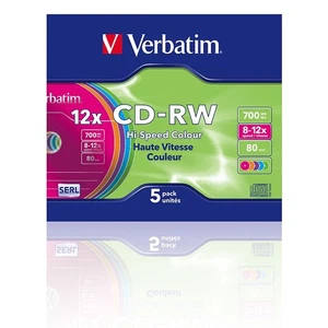 VERBATIM CD-RW SERL 700MB 12x 5er SlimCase Oberfläche Colour - Bild 1 von 2