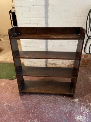 Dark wood vintage open-backed bookshelf 92 cm high with 4 shelves - Image 1 of 4