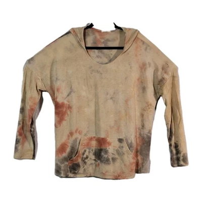 eLuna 1X Earthtone Tie Dye Pullover Hoodie w/ Kangaroo Pocket - Image 1 of 4