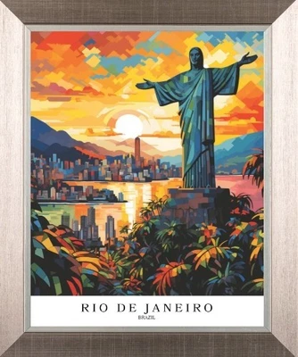 CUADRO ENMARCADO DE CRISTO REDENTOR RIO DE JANEIRO MARCO DE PELTRE Y PLATA 585 Foto 1 de 3