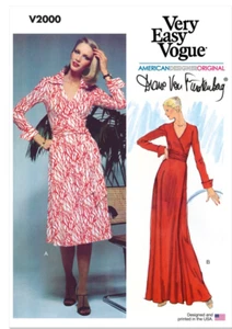 Vestido Vogue V2000 patrón de costura Misses años 70 envolvente frontal talla H5 (6-14) SIN CORTAR - Imagen 1 de 7