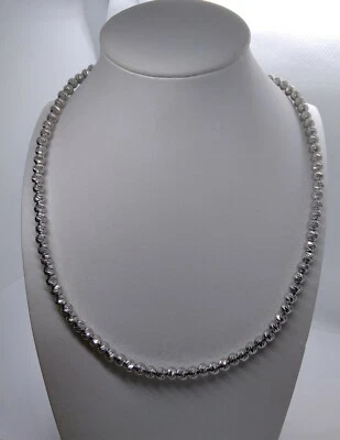 COLLANA SFERE INCISE DIAMANTATE MM 4 ARGENTO RODIATO  CM 45-48  MAGLIA SLASH - Immagine 1 di 4