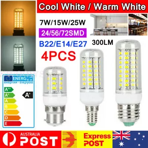 1/4/8 LED Corn Bulb E27 E14 B22 7W 12W 15W 20W 25W 5730SMD Globe Lamp Spot Light - Picture 1 of 22