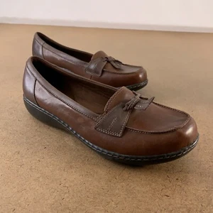 Clarks Women's Shoe Size 11 XW Brown Leather Slip On Ashland Bubble Loafers New - Picture 1 of 7