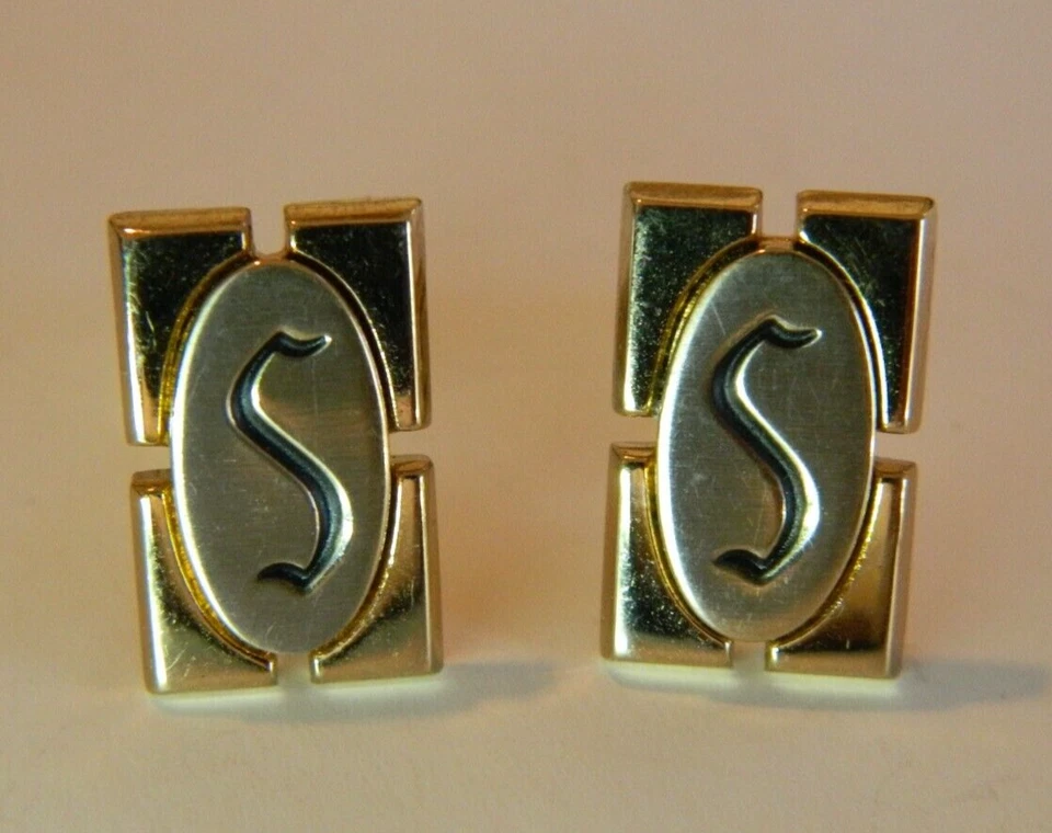 Vintage HICKOK GOLD tone letter S cufflinks - Image 1 of 1
