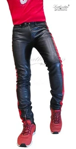 Tubo jeans in pelle rossa super skinny nero super skinny FS - Foto 1 di 8