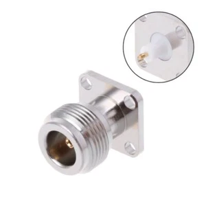 N-KFD-5 N Female Jack Panel Mount RF Coax Connector Flange Solder Nickelplated - Zdjęcie 1 z 8