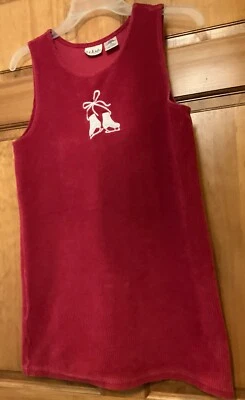 Vestido LL Bean Niños Talla 12 Rojo Pana Jersey Navidad Invierno Patines sobre Hielo Foto 1 de 4