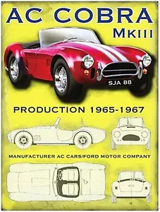 AC Cobra MKIII 1965- 67 Large Metal Sign 400mm x 300mm (og) - Picture 1 of 2