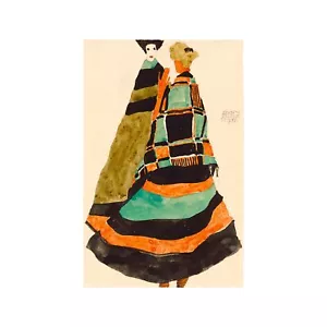 Egon Schiele, Two Women in Costumes, 1911, Canvas Print, 16" x 24" + Border - Picture 1 of 10