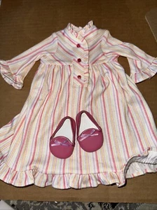 american girl doll pleasant company kit striped nightgown PJ outfit Shoes Pink - Picture 1 of 1