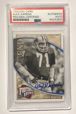 Tarjeta firmada por Alex Karras 2009 Upper Deck Legends Lions losa PSA ADN fallecido Foto 1 de 2