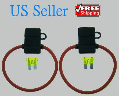 2Pack 10Gauge Inline ATC Fuse Holder+20AMP Fuse With Cover New Car Truck Install - Image 1 of 4
