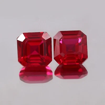 9x9mm Radiant Cut Ruby Pair | AAA Mozambique Red | Loose Gemstones for Jewelry - Image 1 of 4