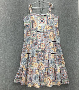 Eloquii Tiered Maxi Sundress Womens Plus Size 28 Bright Colors Tie Straps - Picture 1 of 7