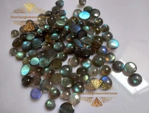 10 Pcs Lot 8-10 mm Natural Round Cut Labradorite Cabochon Semi Precious Gemstone - Picture 1 of 6