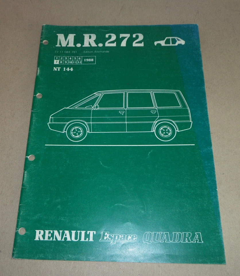 Manual de Taller Renault Espace Quadra/Ruedas 4 x 4 Carrocería Stand 07/1988 - Imagen 1 de 1
