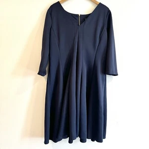Lane Bryant A Line Flare Panel Career Dress Pleated 3/4 Sleeve V Neck 18 - Picture 1 of 6