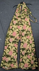 Agua Bendita Jumpsuit Size 3X Palm Leaves Palazzo Leg Tropical Halter Top Resort - Picture 1 of 8