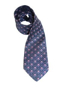 Valentino Men's 100% Silk Tie Blue With Pink Floral Pattern Made in Italy - Imagen 1 de 7