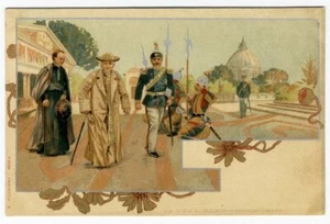 Papst Leo XIII Hutpostkarte mit breiter Krempe 1905 Spaziergang katholisch Kirche Vatikan - Bild 1 von 2