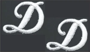 White Script Letter D Patch Embroidered Cut out Iron on (1 1/8") Lot of 2 - Picture 1 of 2