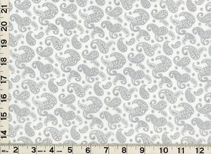 Light Gray Paisley on Country White Quilting Sewing Fabric by Yard #739 - Picture 1 of 1