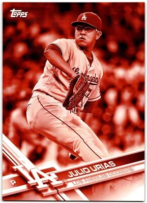 2017 Topps Red Jumbo 5x7 Julio Urias 2/5 Los Angeles Dodgers #LAD-10 - Image 1 of 2