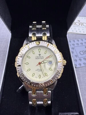 Croton Aquamatic Two Tone Yellow Dial Quartz Watch CA301004TTCH - Image 1 of 4