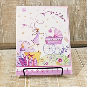 Leanin Tree Baby Greeting Card Girl Pink Floral Gift Congratulations - Picture 1 of 12