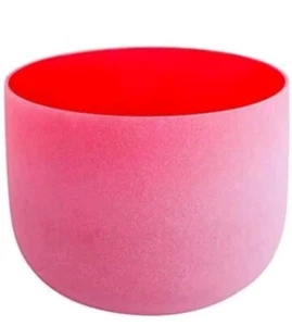 Red Colored Frosted C Root Chakra Quartz Crystal Singing Bowl 10 inch mallet  - Picture 1 of 6
